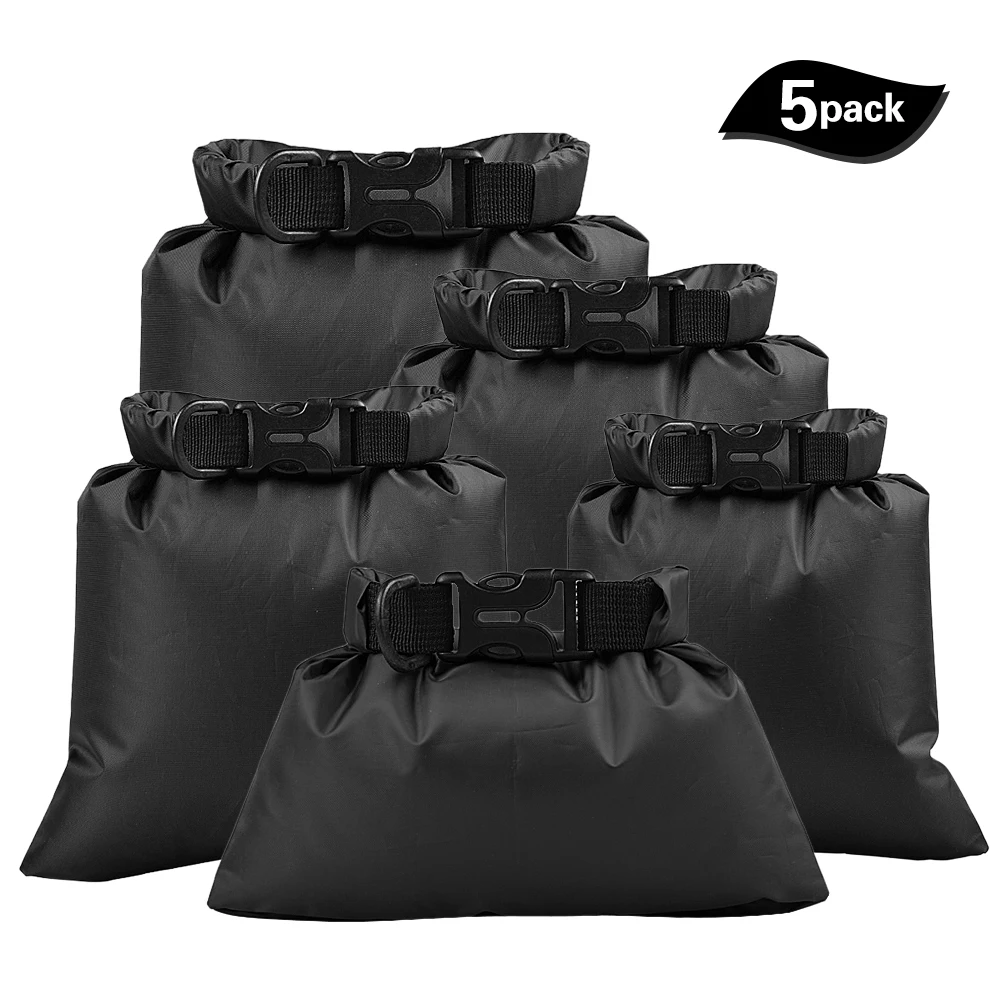 Black TOMSHOO 5 шт. открытый сухой Водонепроницаемый Сумка водонепроницаемая сумка мешок Каякинг дрейфующее Рюкзаки для водных видов спорта с плавающей Рыбалка; рафтинг - Цвет: Black