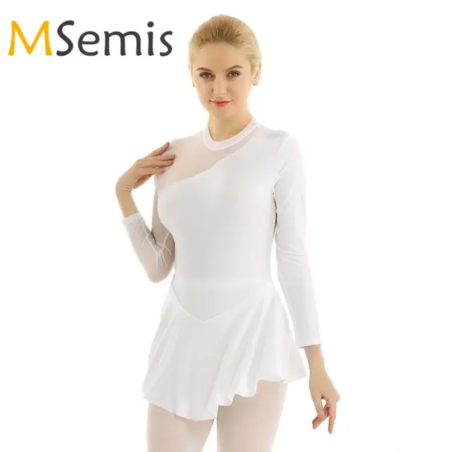 US $14.47 Women Ballet Leotard Costumes Neck Halter Dancewear Roller Figure Skating Dress Clothing Gymnastics