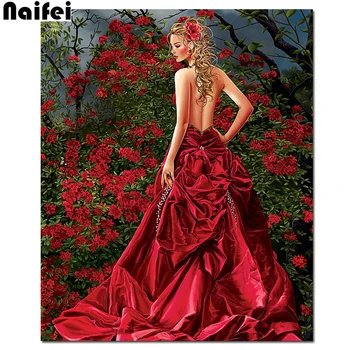 

DIY Diamond Embroidery Full Set woman in red dress 2019 Diamond Painting Square/Round New beauty Home Decoration Diamond Art