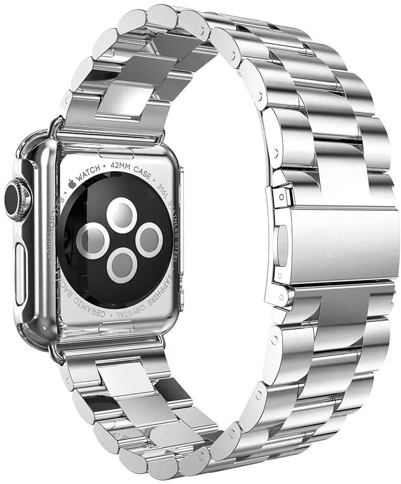 Совместим с Apple Watch Band Series 1/2/3/4 ремешок из нержавеющей стали адаптером для iWatch 40/44