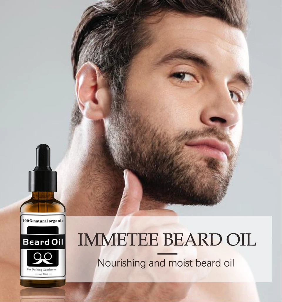 2pcs Men Natural Organic Beard Growth Oil Beard Kit Wax Balm Moustache Oil Leave-In Conditione Hair Growth Nourishing Beard Care