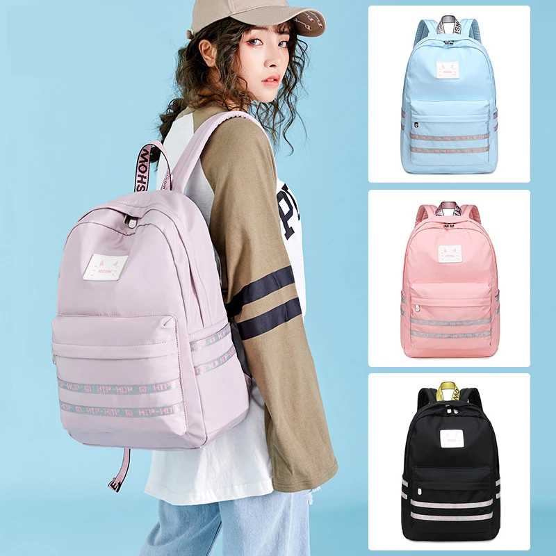 

Large Capacity Ladies Cute Waterproof Backpack Women Bags Travel Computer Backpacks Pink Light Blue Purple Black School Bag