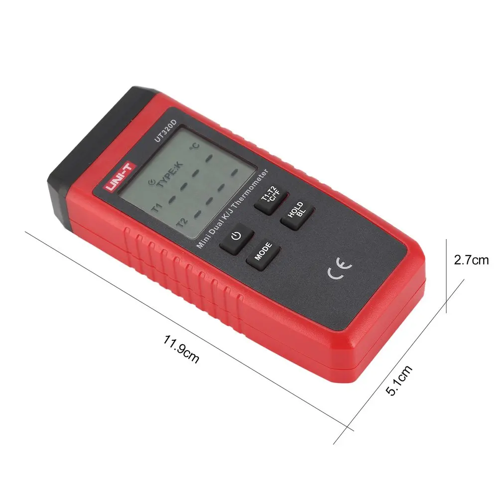 UNI-T UT320D K/J Тип двойной-CH цифровой термопары термометр ручной измеритель температуры 2 шт. K Тип датчика зонд 0~ 260 градусов