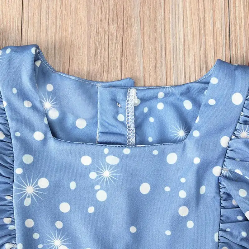 Lovely Summer Baby Girls Dresses Christmas Popular Polyester Sleeveless Daily Leisure Ruffled Printing Bandage Dress