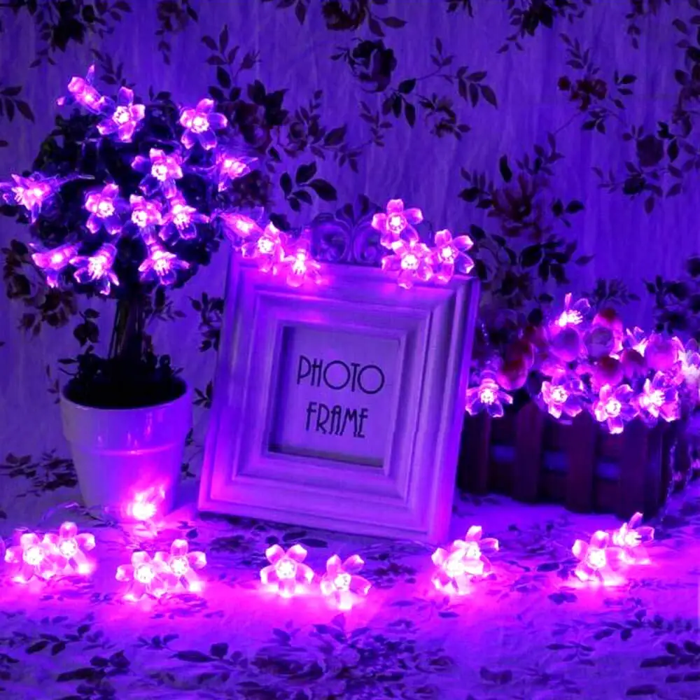 Солнечные гирлянды Открытый водонепроницаемый 50LED персиковый цвет Рождественские украшения для сада патио