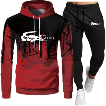 

New Men Hoodies Set Fashion 2020 Autumn Winter Brand Casual Tracksuit Mens Set Sports Two Piece Patchwork Hoodie Pant Male Suit