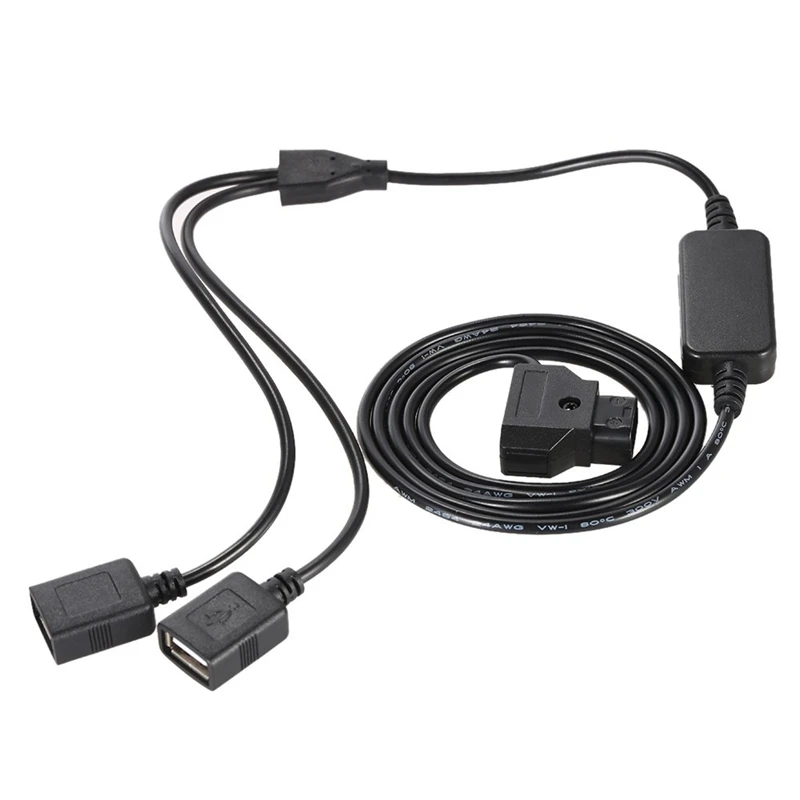 

D-Tap 2 Pin Male Connector To Two Female Usb Power Cord Cable for Iphone Ipad for Samsung Sony Mobile Phone 137Cm in Length