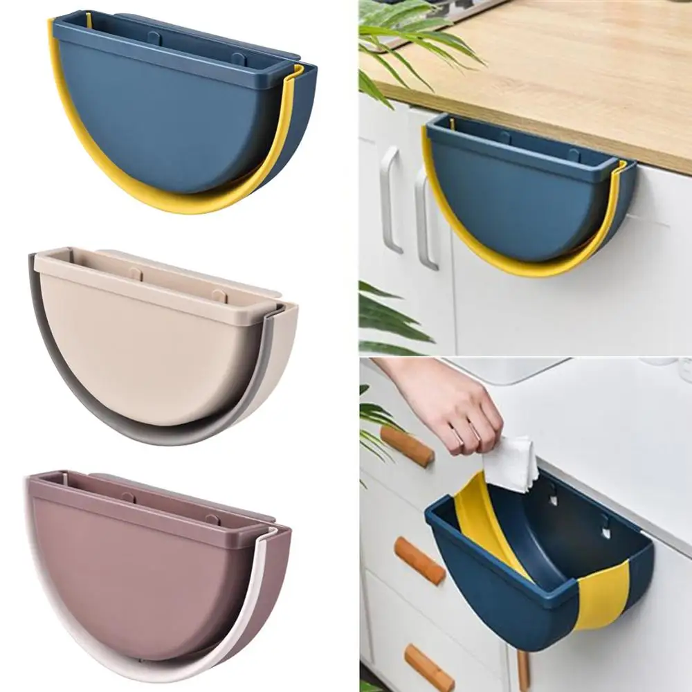 

Folding Waste Bin Kitchen Cabinet Door Hanging Trash Bin Trash Can Wall Mounted Trashcan for Bathroom Toilet Waste Storage