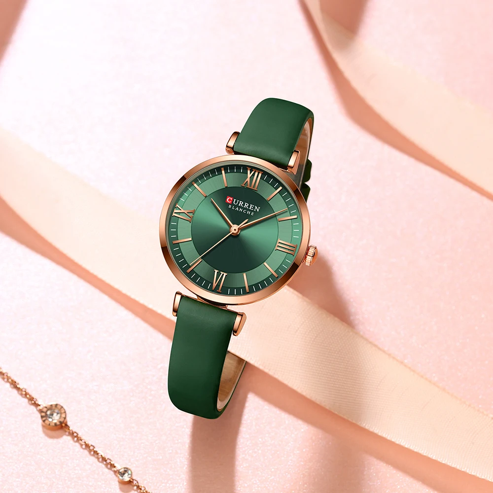 CURREN Luxury Brand New Watches for Women Simple Quartz Leather Clock Female Elegant Wristwatches 3