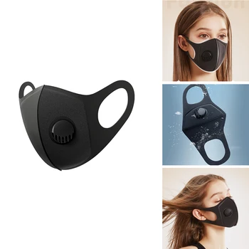 

10pcs Women Man Black Sponge Face Mask Breathable Mouth Mask Reusable Safety PM2.5 Earloop Filter Respirator Valve Mask