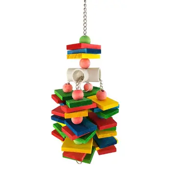 

Parrot Chew Toy for Bird Macaw Cage Wood Strand Funny Molar Swing Bite Climb Toy