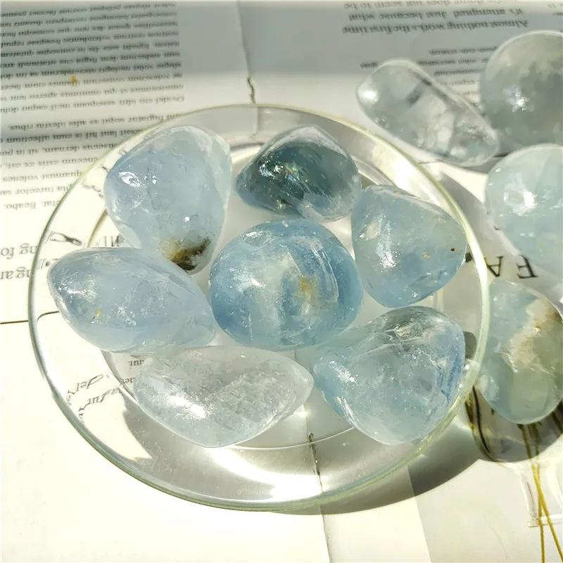 Best Selling Natural Healing Crystals Celestite Tumbles Stone For Christmas Decoration 6