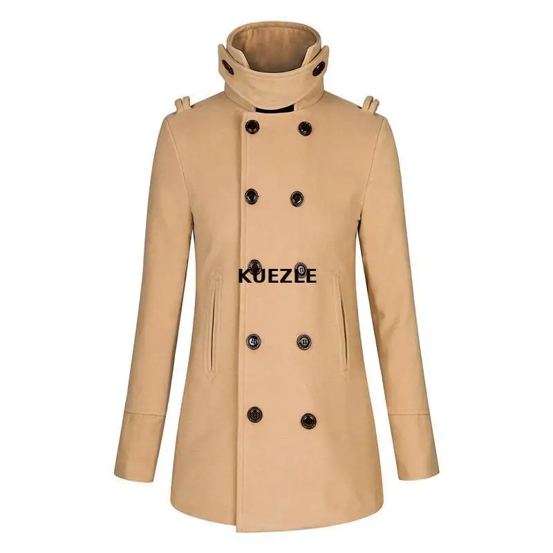 Jackets 2019 Woolen coat spring and autumn double-breasted Korean fashion men's slim trench coat large size men coats 3XL Jackets 2019 Woolen coat spring and autumn double-breasted Korean fashion men's slim trench coat large size men coats 3XL