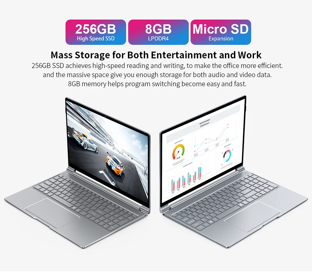 Teclast F15 Laptop 15.6 inch 1920 x 1080 Windows 10 OS Intel N4100 Quad Core 8GB RAM 256GB SSD HDMI Notebook 6000mAh