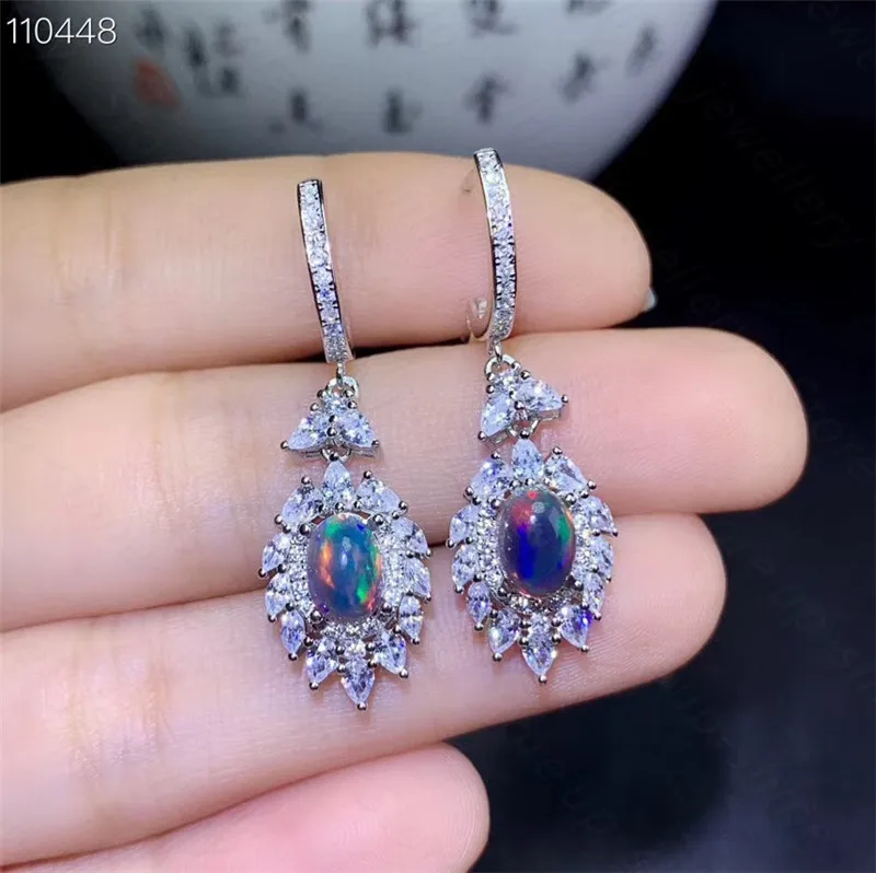 

Женские серьги из серебра 925 пробы, с черным опалом