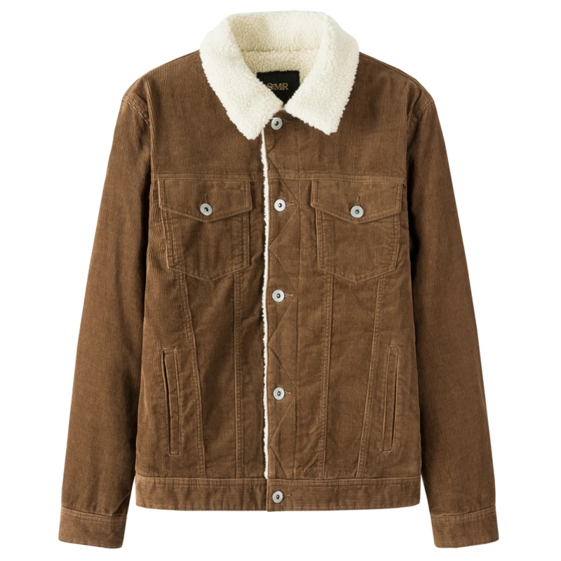 Semir хлопковая одежда куртка мужская повседневная короткая куртка имитация овечьей шерсти Куртка мужская зимняя Вельветовая хлопковая куртка - Цвет: camel