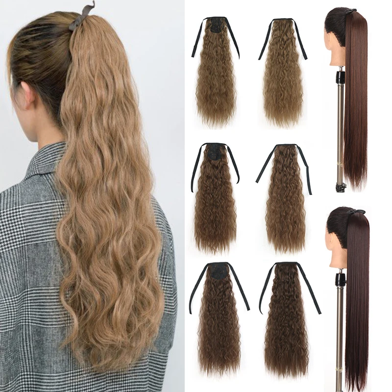 Corn Wavelength Ponytail Synthetic Fake Bandage Hair Extension Black-tailed Blond Girl Heat-resistant Ladies Special Extra Long