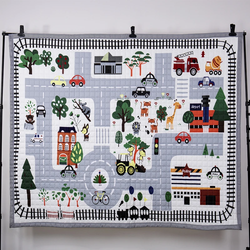 Детский коврик для игр с мультяшным рисунком антискользящее покрывало напольный