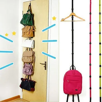 

Portable Over Door Straps Hanger 8 Adjustable Hooks Bag Coat Rack Long strip Clothes hanger save space shelf home accessories