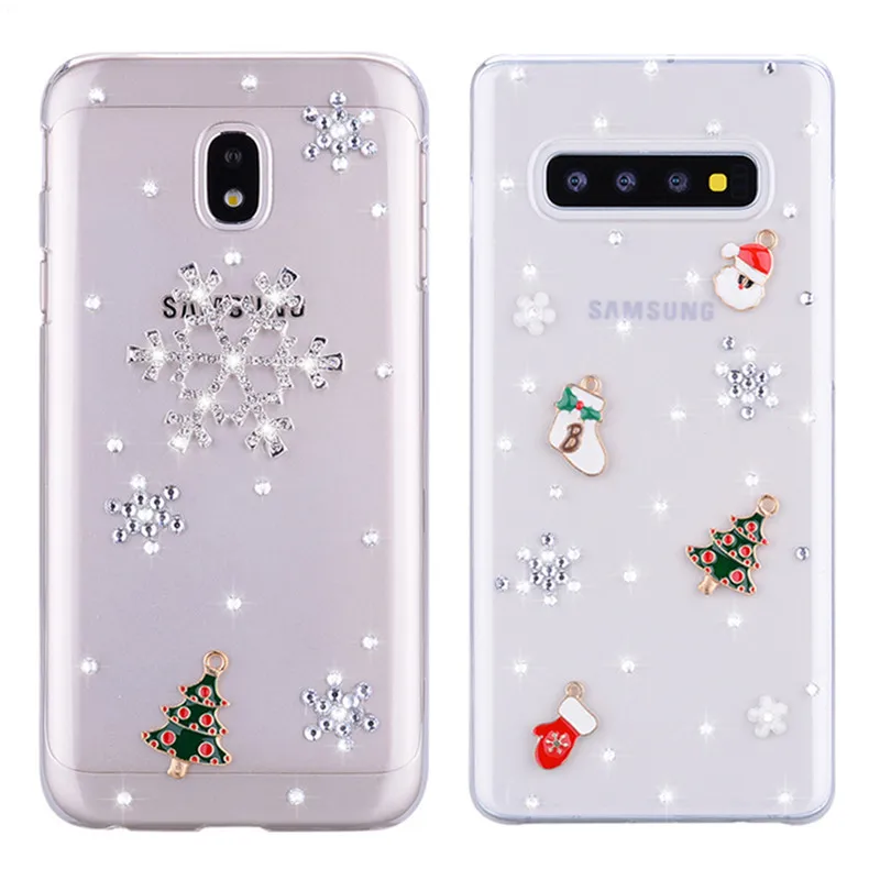 Bling Diamond Cases For Samsung Galaxy Xcover 4 A5 A7 A3 2017 c5 c7 c9 pro M40 M30S M20 J4 A2 J2 Core Christmas snowflake cover |