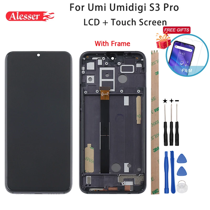 Alesser для UMI S3 PRO ЖК-дисплей+ сенсорный экран с рамкой в сборе ремонт с инструментами+ клей+ пленка для телефона UMIDIGI S3 PRO