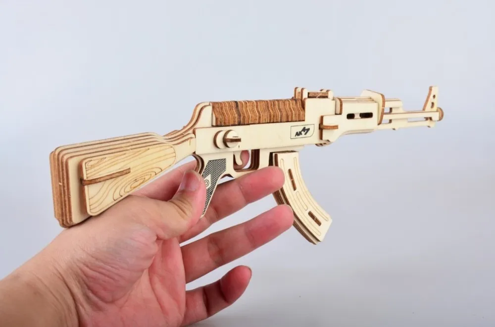 Деревянный пазл пистолет DXF