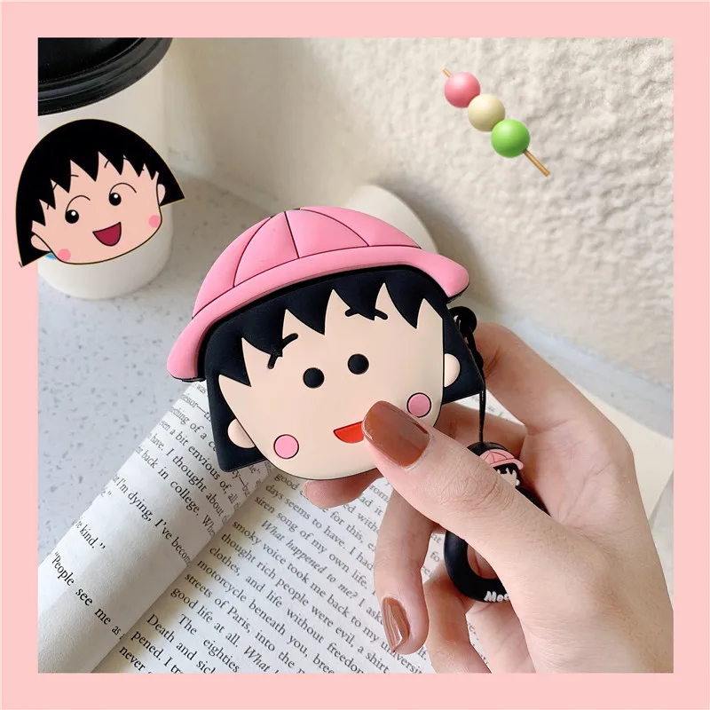 3D милые японские мультфильмы Chibi Maruko корпусы гарнитурные для Apple Airpods 1/2 Забавный силиконовый защитный чехол для наушников Аксессуары