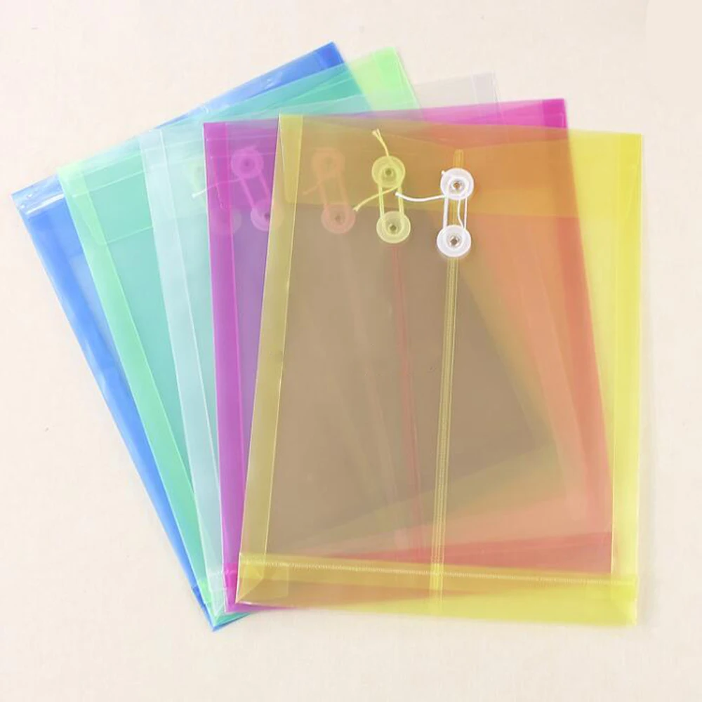 A4 File Document Button Closure Folder Bag PP Plastic Bags Waterproof Organizer Storage Stationery Punch Office School Supply
