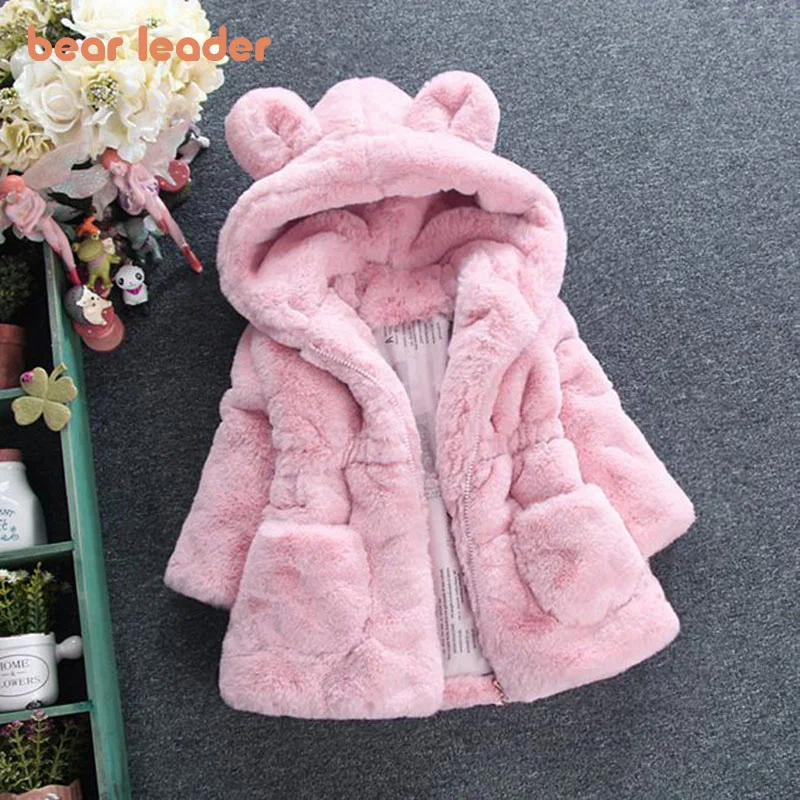 Bear Leader/пальто для девочек Новинка 2022 года Модное зимнее пальто с мехом и заячьими