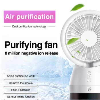

White Portable Mini Desk Fans In Addition To Soot Negative Ions Small Purifier Fan Usb Plug-in Office Home Mini Purifier PM2.5