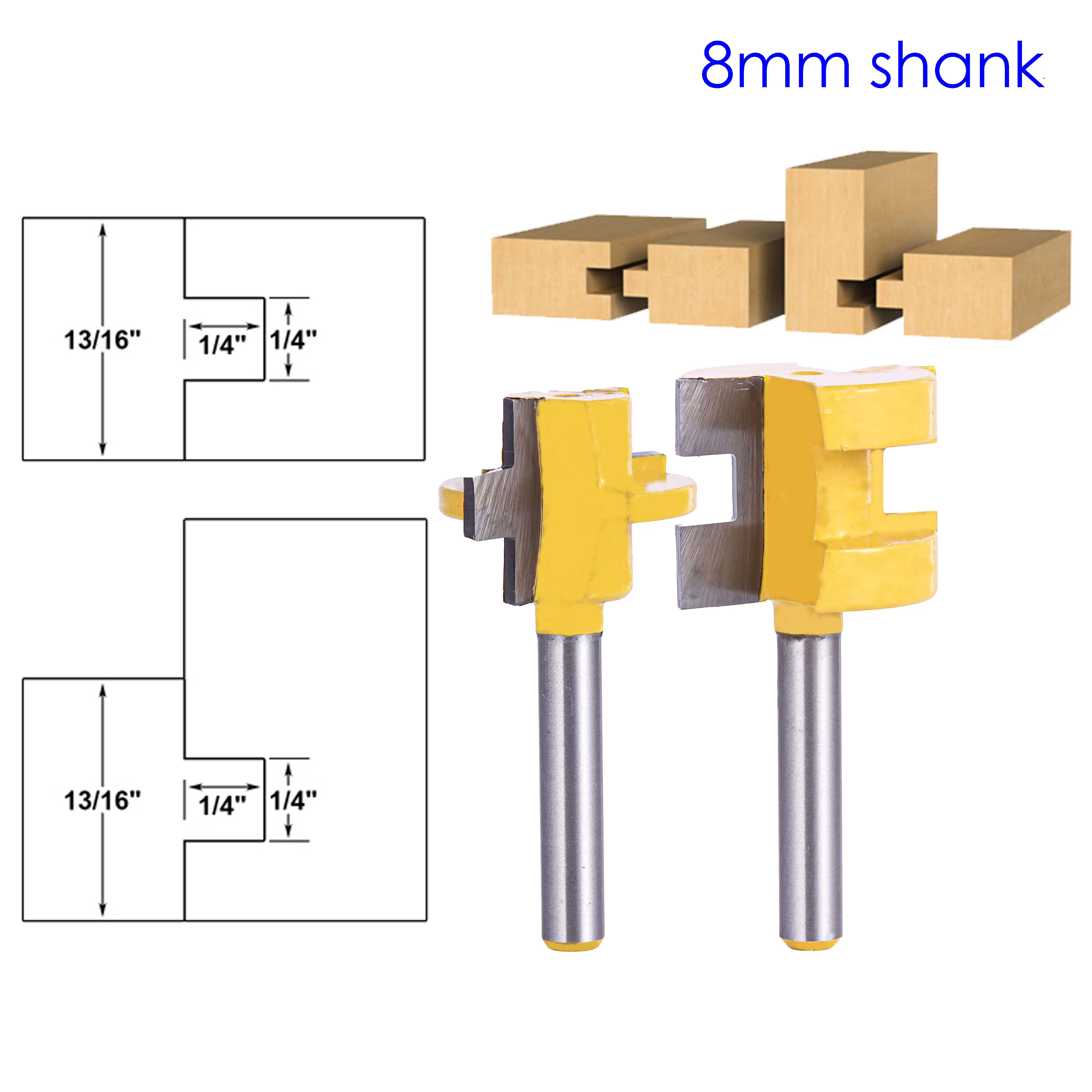 

2pc 8mm Shank Carving Knife Square Tooth T-Slot Tenon Milling Cutter Router Bits for Wood Tool Woodworking