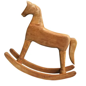 

Wooden Rocking Horse Figurines Statue Handmade Miniatures Desktop Ornament Wedding Ornament Baby Kids Toy Room Party Decoration