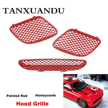 

Black & Red Honeycomb Front Hood Bezel Grille Performance Scoop Fit For DODGE Challenger SRT Hellcat SRT 392 2015-2018 R/T 19-20