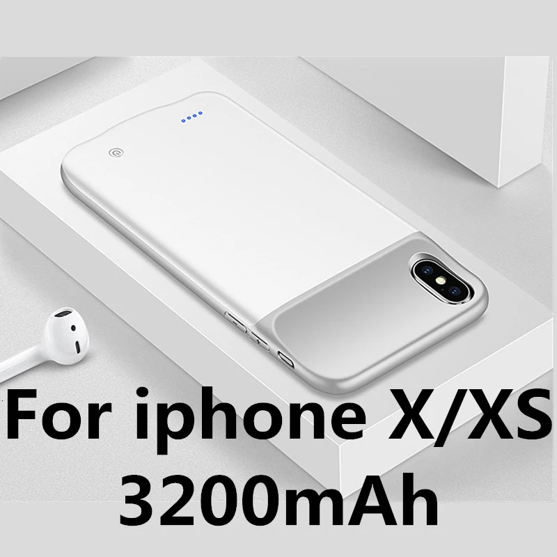 Ультратонкий 4000 мАч чехол для зарядного устройства для iphone X/XS XR XS Max чехол для зарядного устройства для iphone 7 8 Plus 6s 6 Plus Capa - Цвет: white for X XS