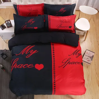 

3D Couple black and Red Bedding Set Duvet Cover Pillow Case Bed sheet 3Pcs/4Pcs Adult Children Twin Full Queen King Bed Linen