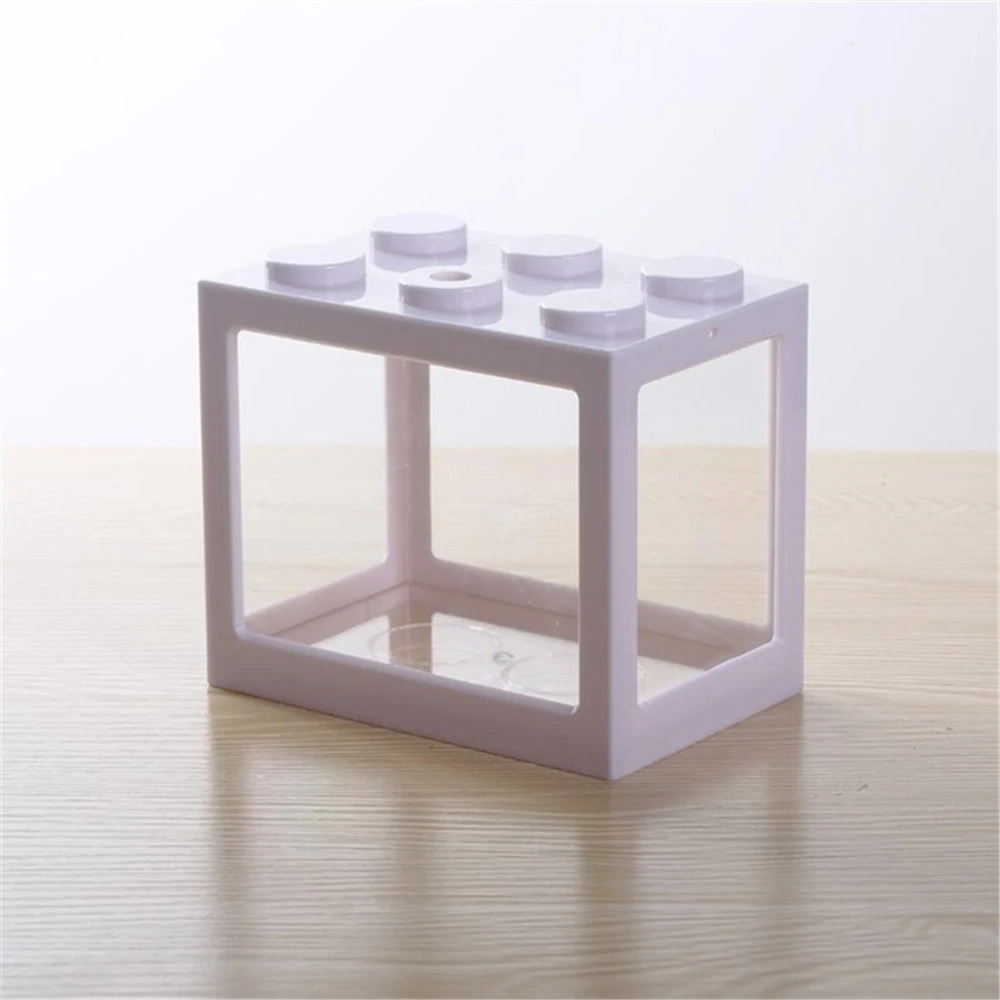 8 Colors Rectangle Mini Aquarium Fish Tank Home Office Tea Table Decoration Small Building Block Fish Tank Eco Tank Accessories (19)