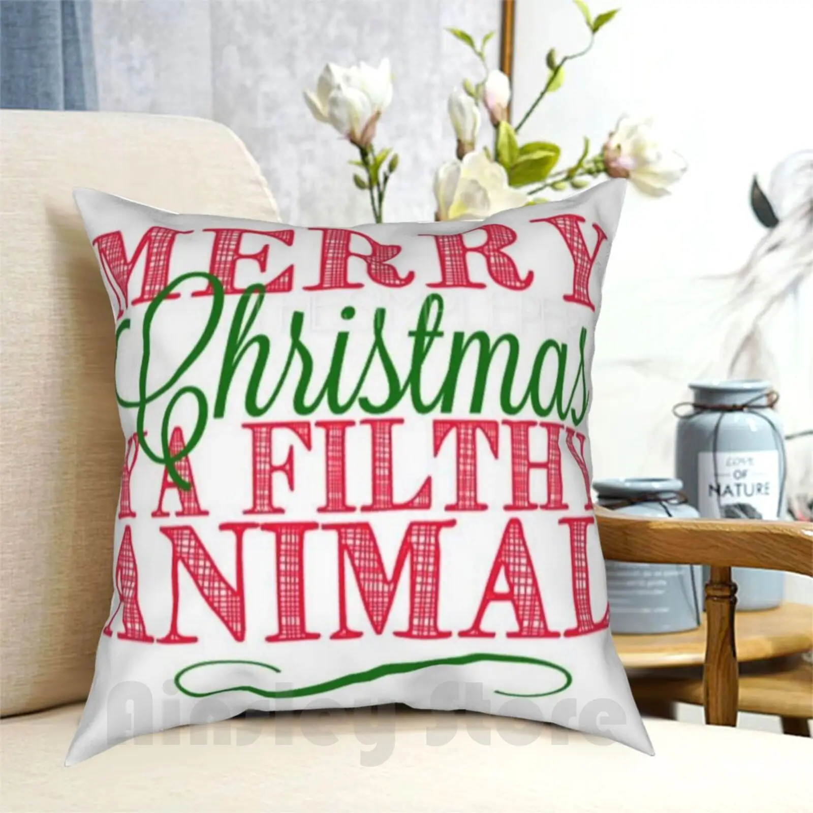 &quotMerry Christmas Ya грязные животных&quot не выходя из дома один Подушка Чехол с принтом