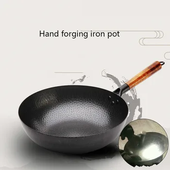 

He-Factory Wholesale Zhangqiu Iron Pot Non Stick Uncoated Wok Household Gift Really Stainless Cast Iron Pot Hand Forging