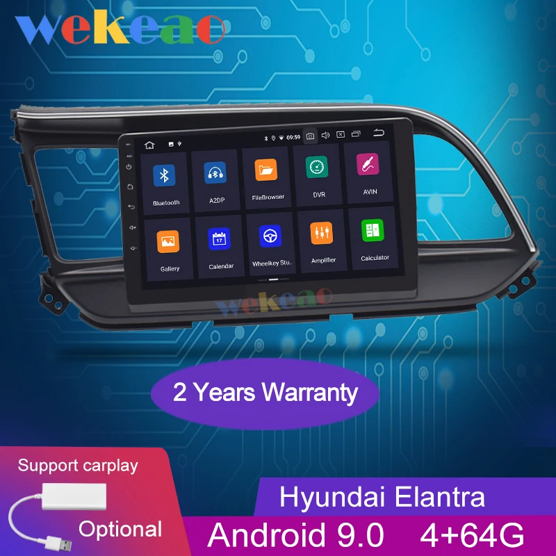 

Wekeao Touch Screen 9'' 1 Din Android 9.0 Car Radio Automotivo For Hyundai Elantra Android Auto GPS Navigation Car Dvd Player