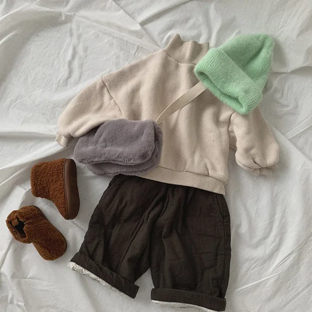 Honey Angle/плотный теплый свитер для мальчиков и девочек Детский свитер с длинными рукавами и круглым вырезом милые хлопковые пуловеры для младенцев, Корейская одежда
