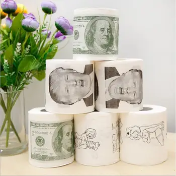 

6PCS Donald Trump $100 Dollar Humour Toilet Paper Bill Toilet Paper Roll Novelty Gag Gift Dump Trump Funny Gag Gift hot