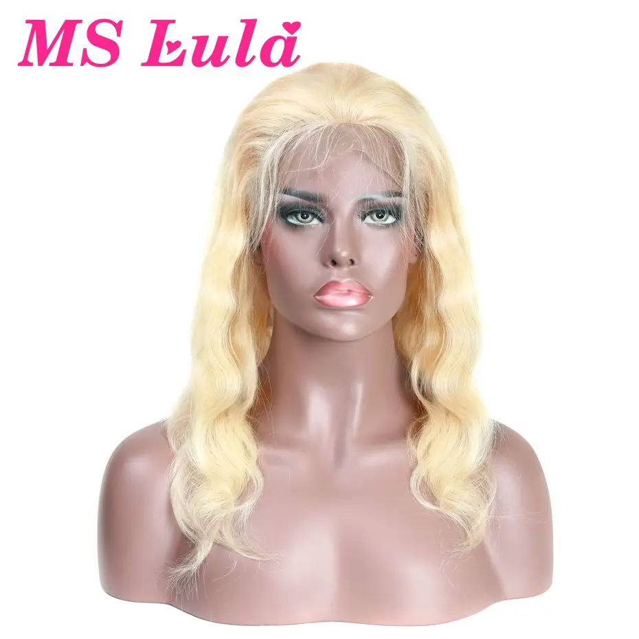 

MS Lula 613 360 Lace Frontal Wigs Body Wave Brazilian Remy Human Hair Wig With Baby Hair Pre Plucked Blonde Wig Human Hair