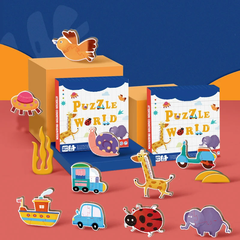 

Learning Card Puzzles Toys Early Educational Toys Cartoon Traffic Animal Fruit With Matching Board Game Toys For Kids Boy Gift