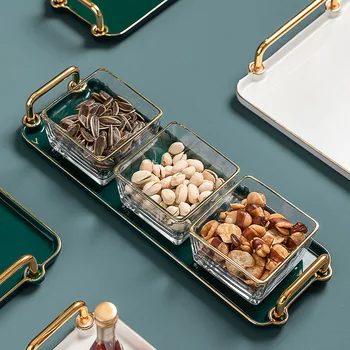 

Nordic Desktop Storage Tray Square Ceramics Tea Food Dishes Drink Platter Food Plate Tableware Tray Kitchen Accessories ZH328