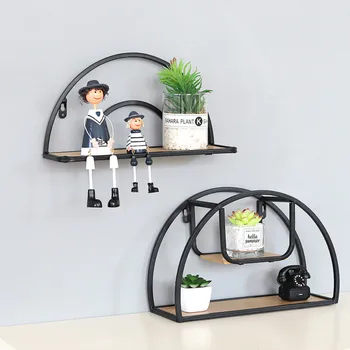 

Nordic Simple Wall Iron Circular Partition Shelf Bedroom Toilet Cosmetics Storage Shelf Home Decoration