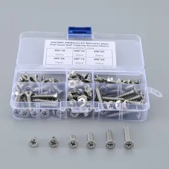 

New 110pcs 304 Stainless Steel M5 Pan Head Hex Self-tapping Combination Set Hexagonal Socket Head Cap Screw Combination Set