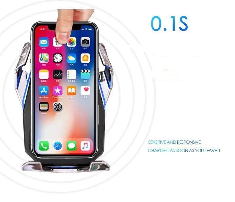 Умный датчик беспроводное автомобильное зарядное устройство QI 10 Вт Быстрая зарядка держатель совместимый для iPhone Xs/Xs Max/XR/X/8 samsung s10 s8 s9