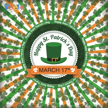 

Yeele St. Patrick's Day Rave Shamrock Stripes Hat Photography Backdrop Personalized Photographic Backgrounds For Photo Studio