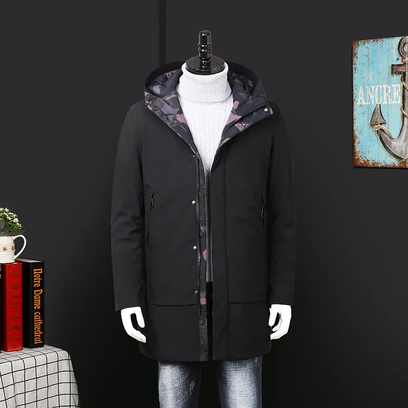 

Big Size Men's Wear Down Jacket Medium Length Money Lian Cap Thicken Coat Male Winter Plus Fat Plus Large Size Fat Man Down