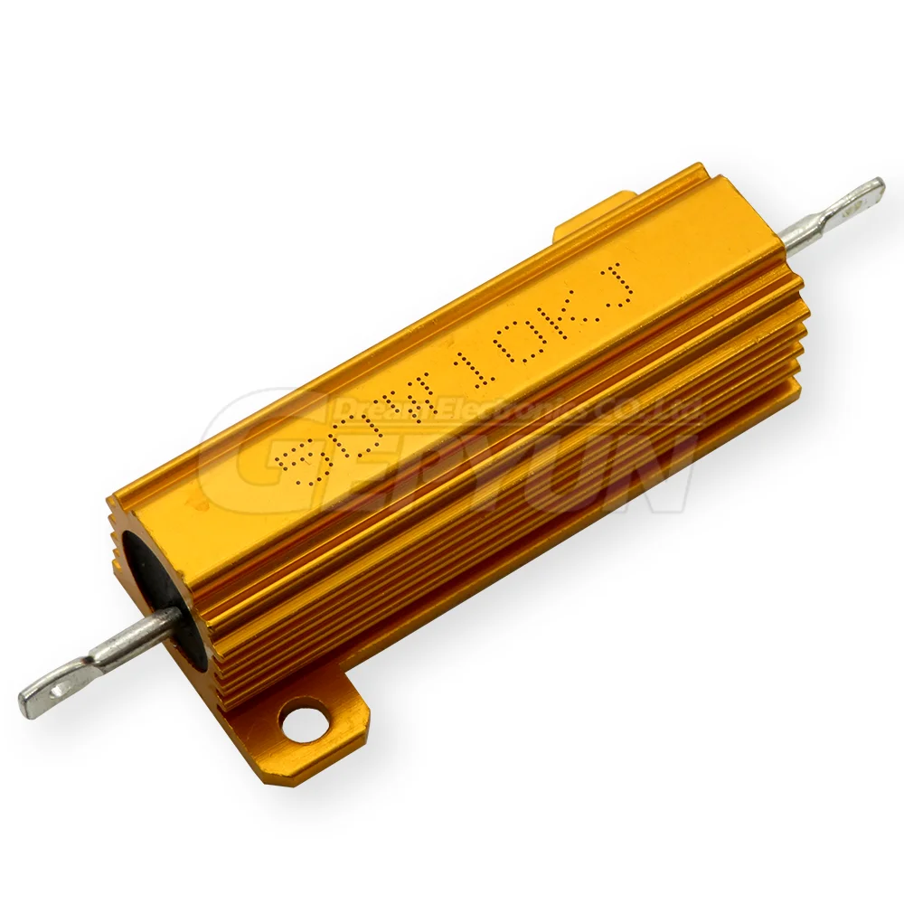 Wirewound Resistor Metal Wirewound Resistor 1pcs 50W Aluminum Power Metal Shell Case 0.05 0.1 0.5 1 2 6 8 10 20 200 500 750 800 1K 10K ohm 0.01-100K